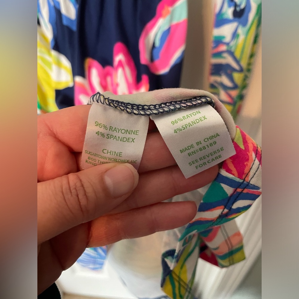 Lilly Pulitzer Fleur dress in the Resort Navy Travelers Palm print - Picture 5 of 5